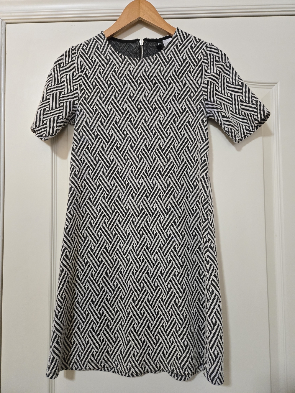 Divided Black and White Geometric Mini Dress
